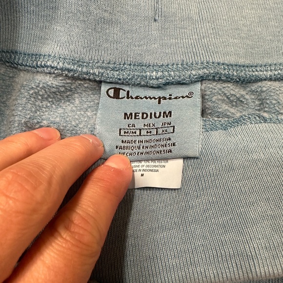 Champion Aqua Blue Cropped Hoodie & Sweatpants Large - Picture 10 of 11